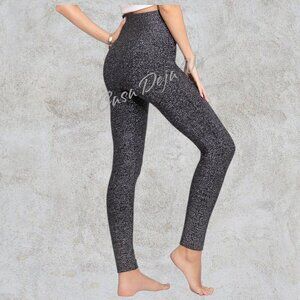 Max Collection Fleece Lined Sparkle Silver Festive Party Yoga Leggings Pants